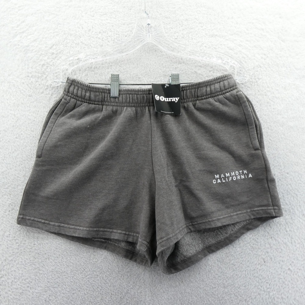 Ouray Shorts Womens Medium Mammoth California Gray Fleece Elastic Waist Lounge
